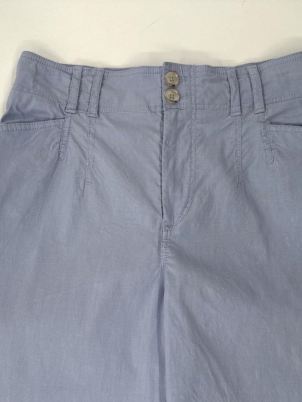 Anthropologie Pants Womens 30x26 Blue High Waist Wide Leg Flare Linen Stretch - Picture 4 of 15